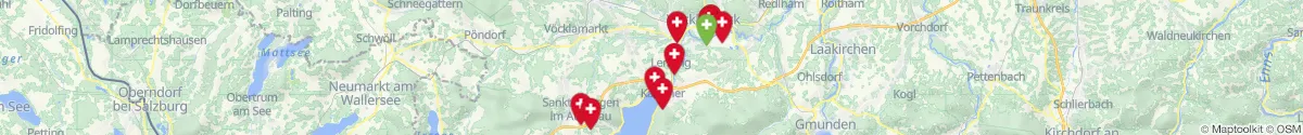 Kartenansicht für Apotheken-Notdienste in der Nähe von Seewalchen am Attersee (Vöcklabruck, Oberösterreich)